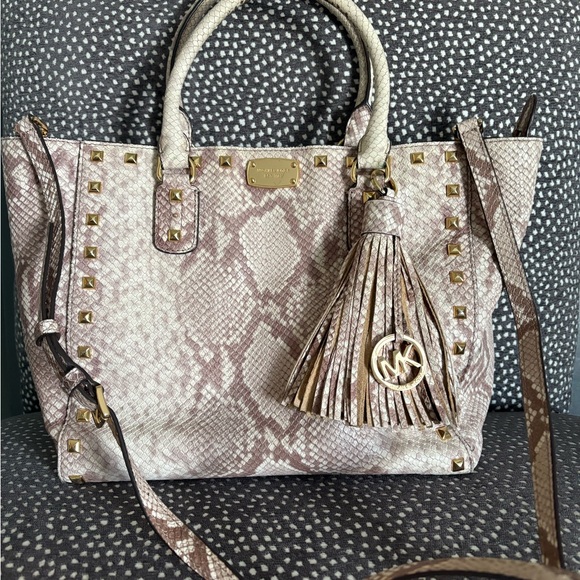 Michael Kors Snake print Studded Tote Bag - Picture 1 of 9
